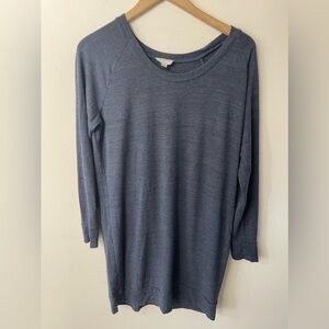 Loft Outlet Lounge Size M Cotton Blend Navy Sleep shirt Knee Length Lon Sleeve